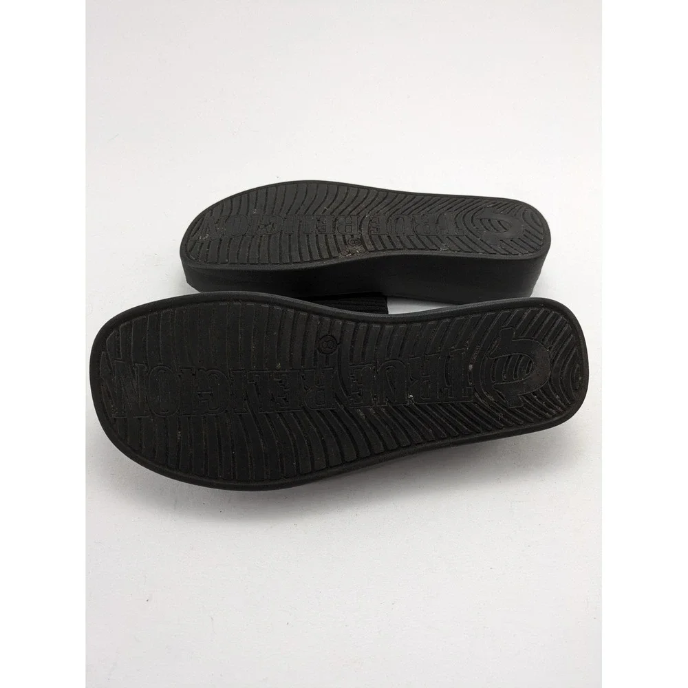 Womens True Religion Jann Black‎ Slip On Mules Fabric Platform Sandals Size 8